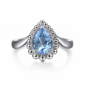 Amazing Statement Sterling Silver Bujukan Swiss Blue Topaz Chevron Ring. Finger Size 6.5