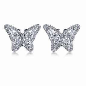 Graceful Choice Everyday Detail Sterling Silver Butterfly CZ Stud Earrings