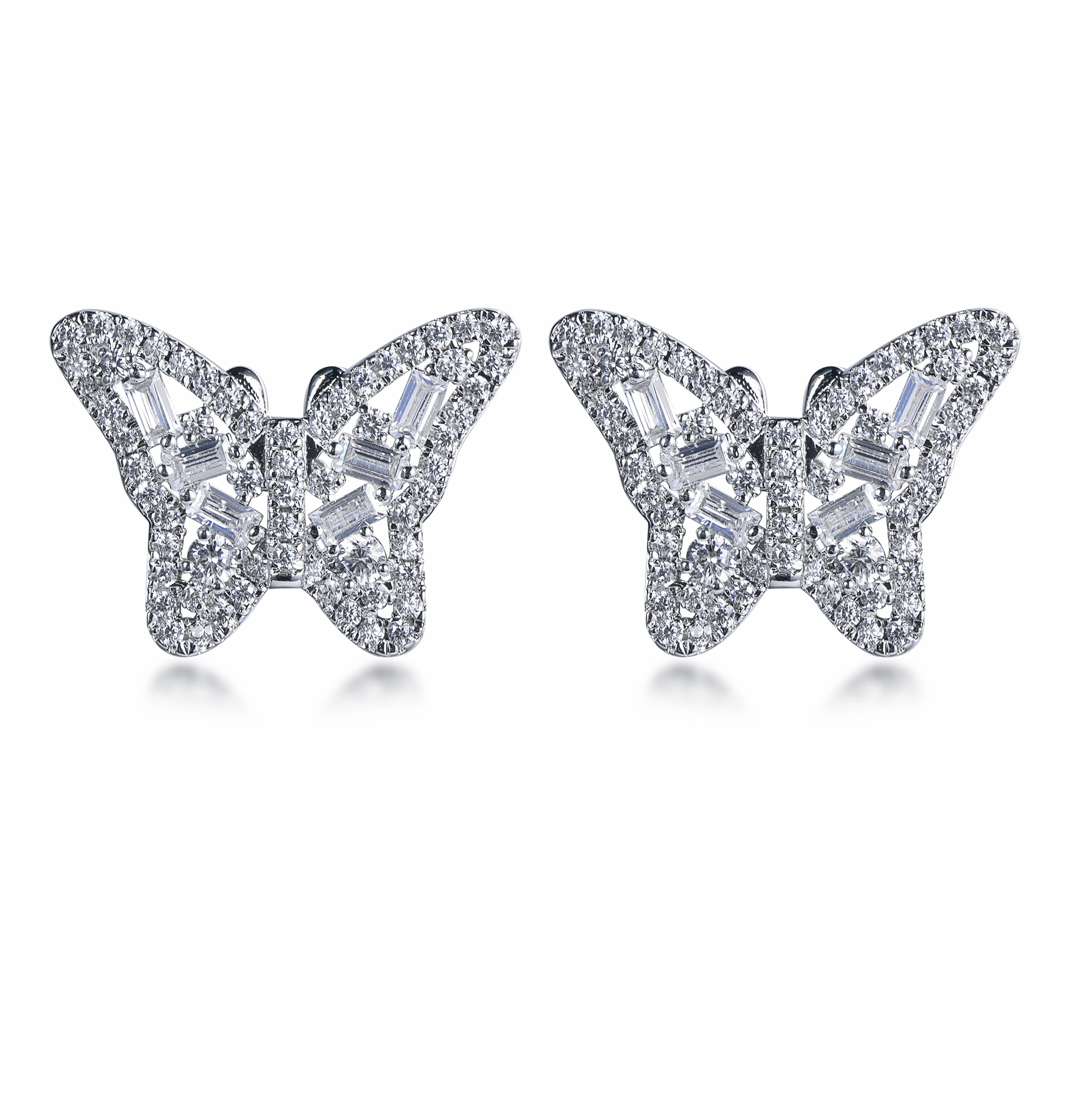 Graceful Choice Everyday Detail Sterling Silver Butterfly CZ Stud Earrings