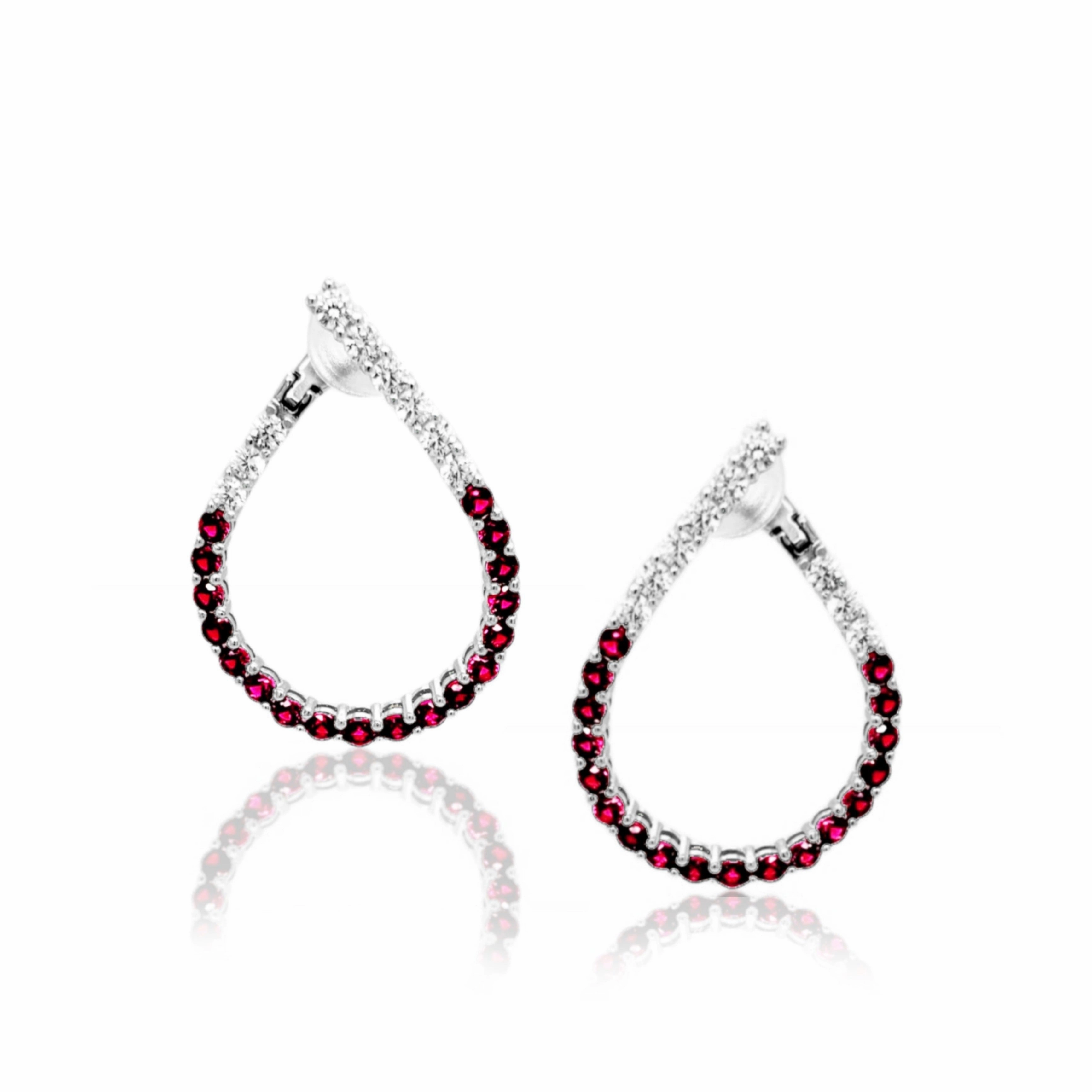 Sterling Silver Clear and Sapphire or Ruby CZ Front Back Teardrop Earrings Fresh Feature Trendy Gifts