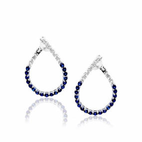 Vibrant Colors Party Detail Sterling Silver Clear and Sapphire or Ruby CZ Front Back Teardrop Earrings