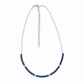 Graceful Motion Sterling Silver Colorful 39 Stone Tennis Necklace