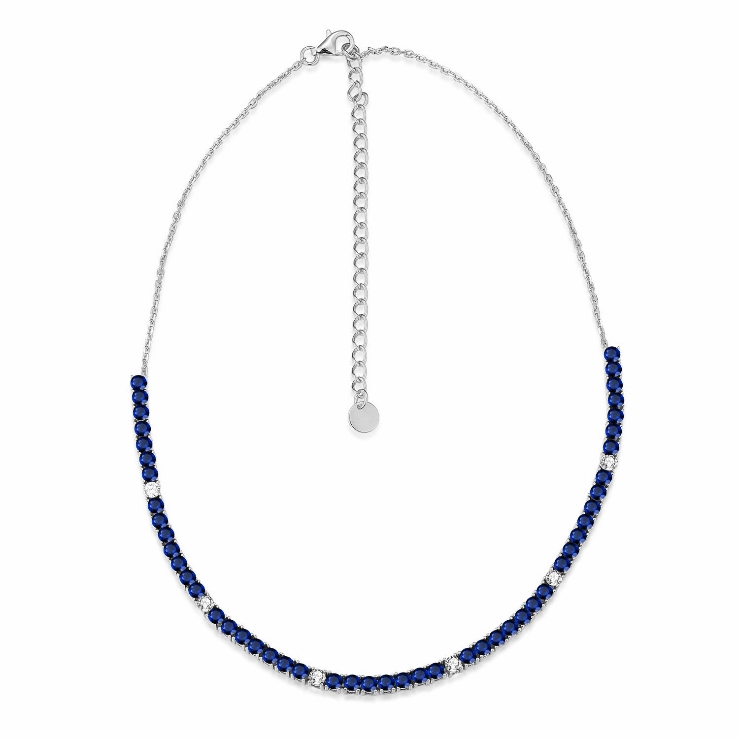 Sterling Silver Colorful 55 Stone Tennis Necklace Distinctive Look Luxury Tone