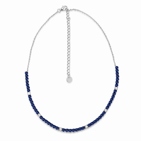 Sterling Silver Colorful 55 Stone Tennis Necklace Distinctive Look Luxury Tone