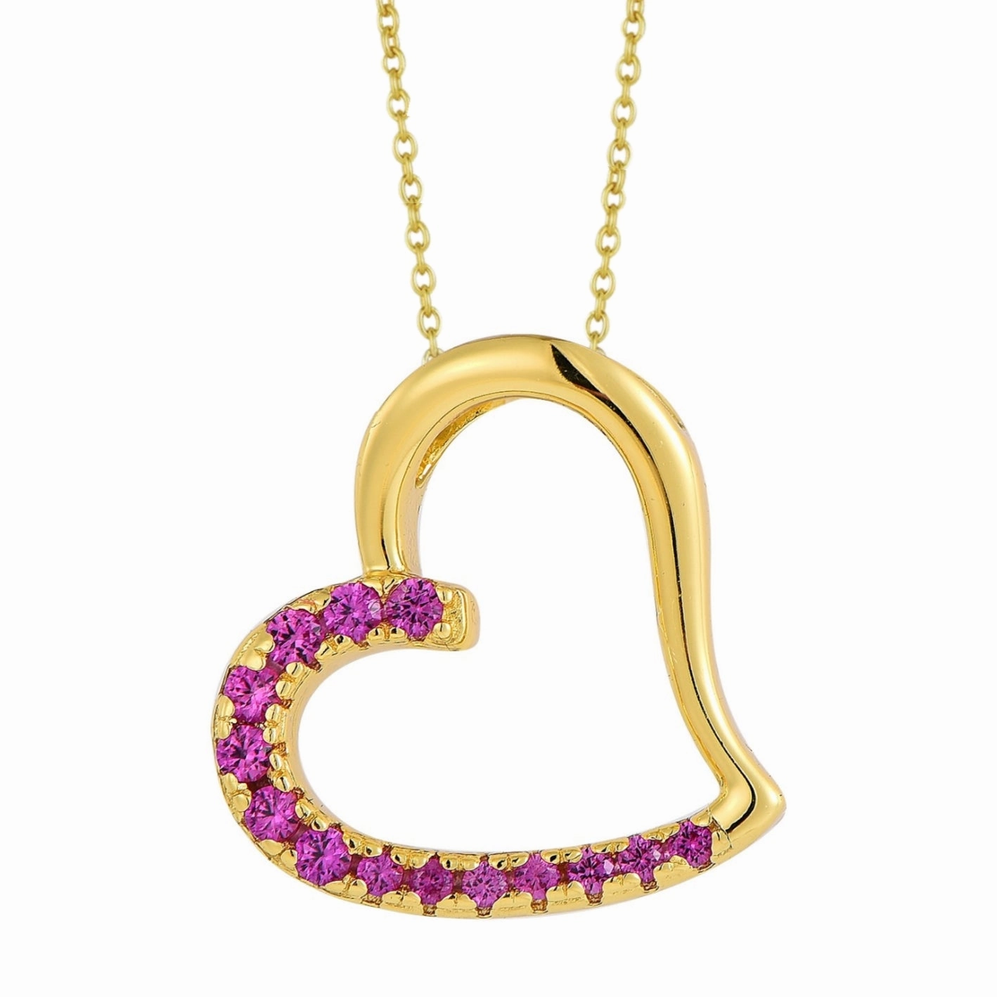 Glam Lookbook Light Touch Sterling Silver Colorful Angled Heart Pendant Necklace