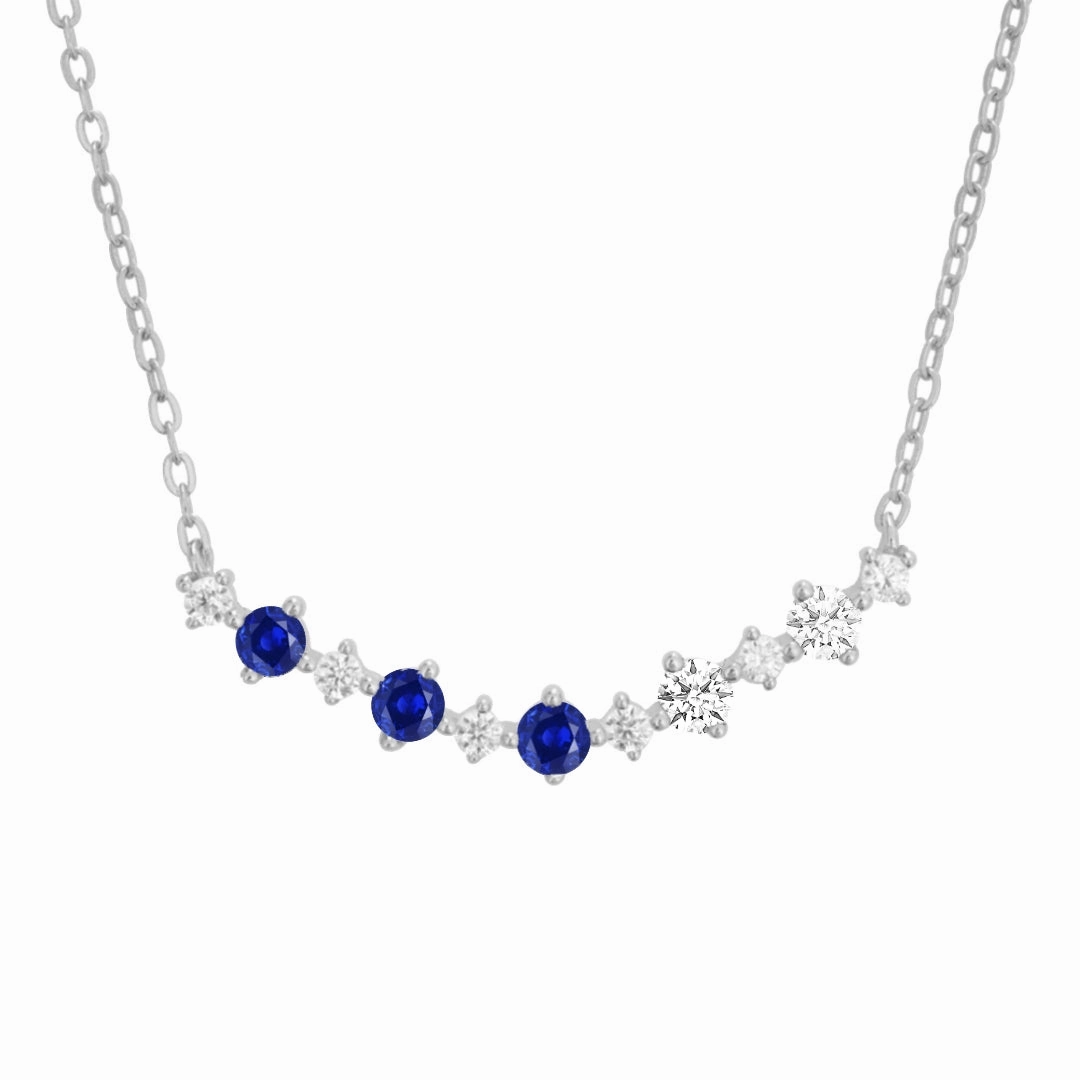 Sterling Silver Colorful Rounded Bar Necklace Polished Element Modern Shape