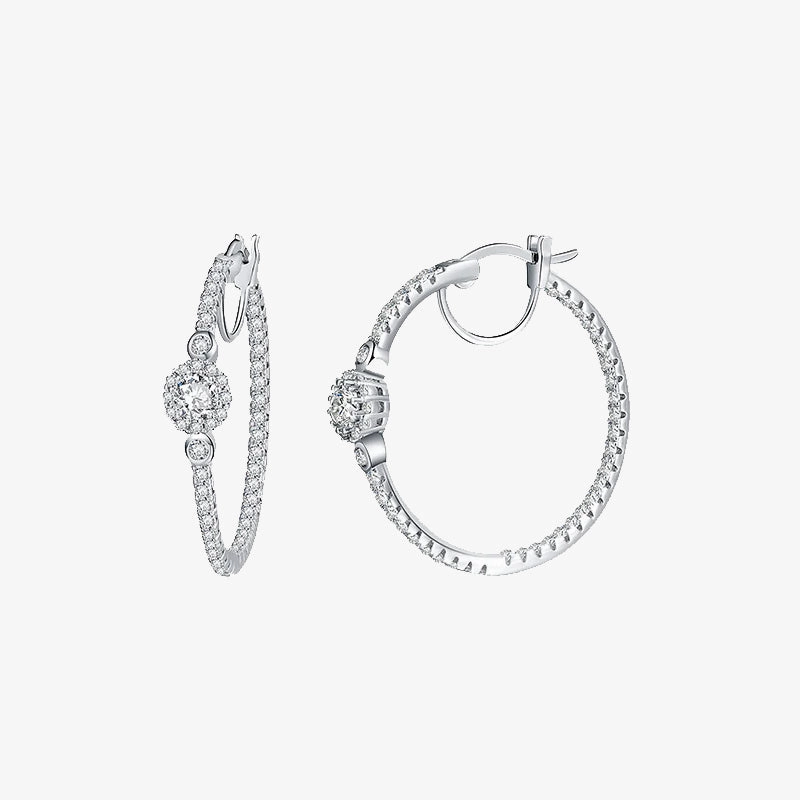 Radiant Pieces Finish Delicate Beauty Sterling Silver Cubic Zirconia Hoop Earrings