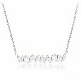 Sterling Silver CZ Baguette Bar Necklace summer look