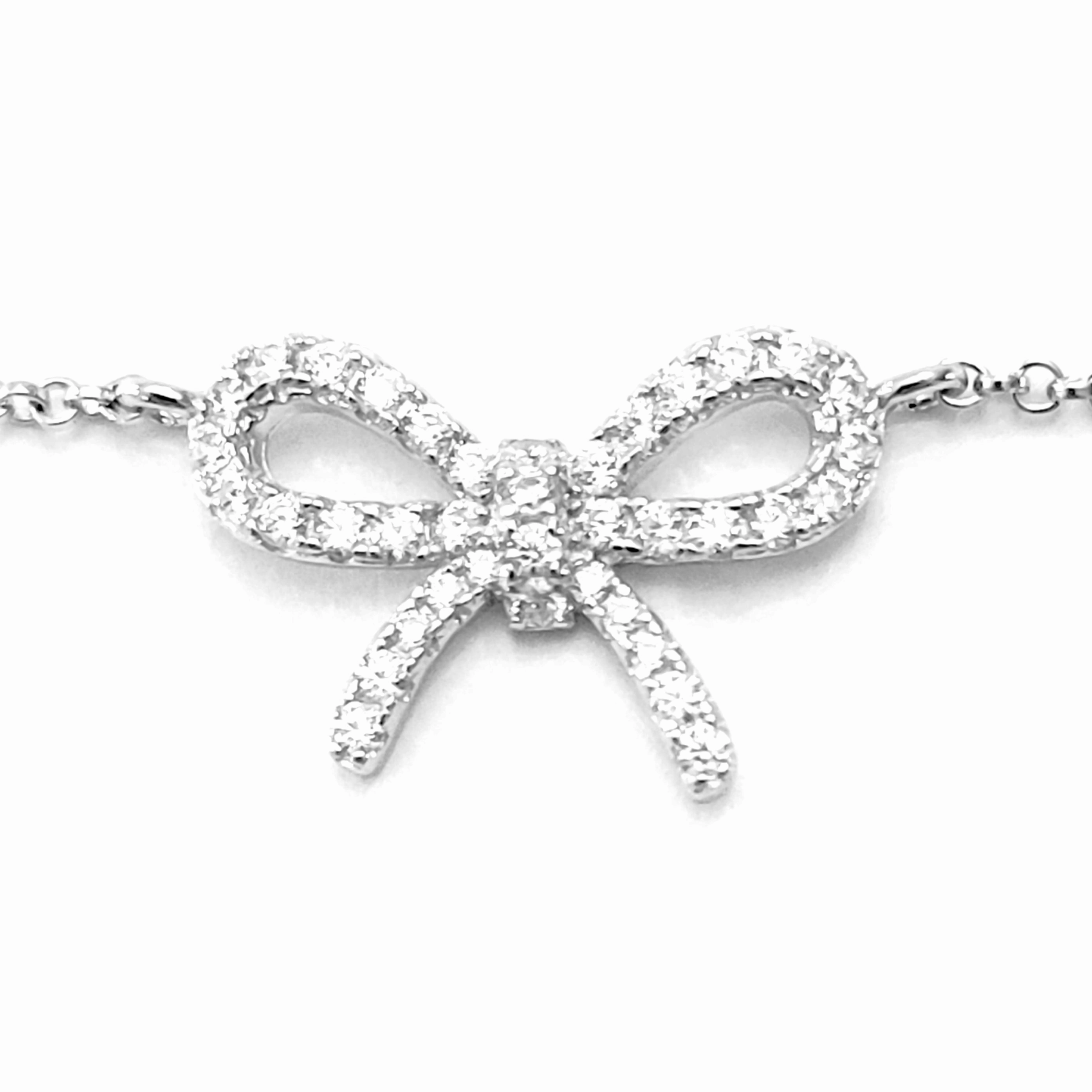 Starry Night Sterling Silver CZ Bow Bracelet