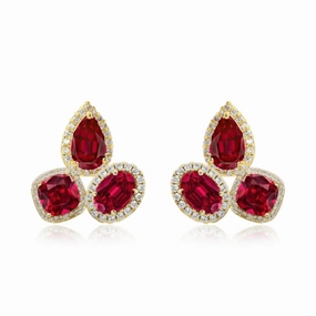 Sterling Silver CZ Halo Around Three Stone Stud Earring Effortless Fit