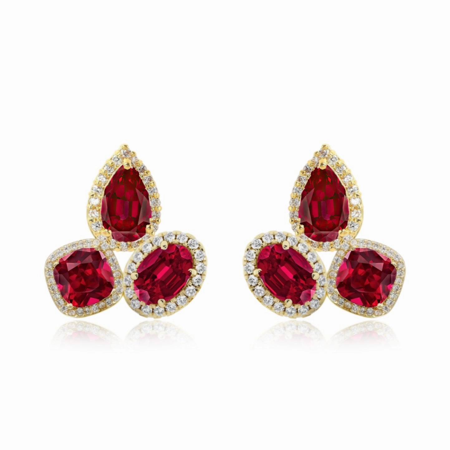 Sterling Silver CZ Halo Around Three Stone Stud Earring Effortless Fit