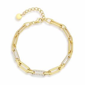 Sterling Silver CZ Paperclip Link Bracelet with Extension holiday season Exclusive Craft