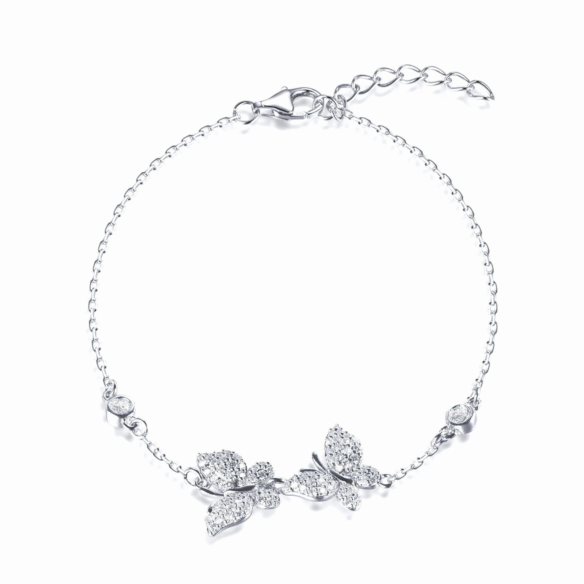 Custom Styling Premium Touch Sterling Silver Double Butterfly Bracelet