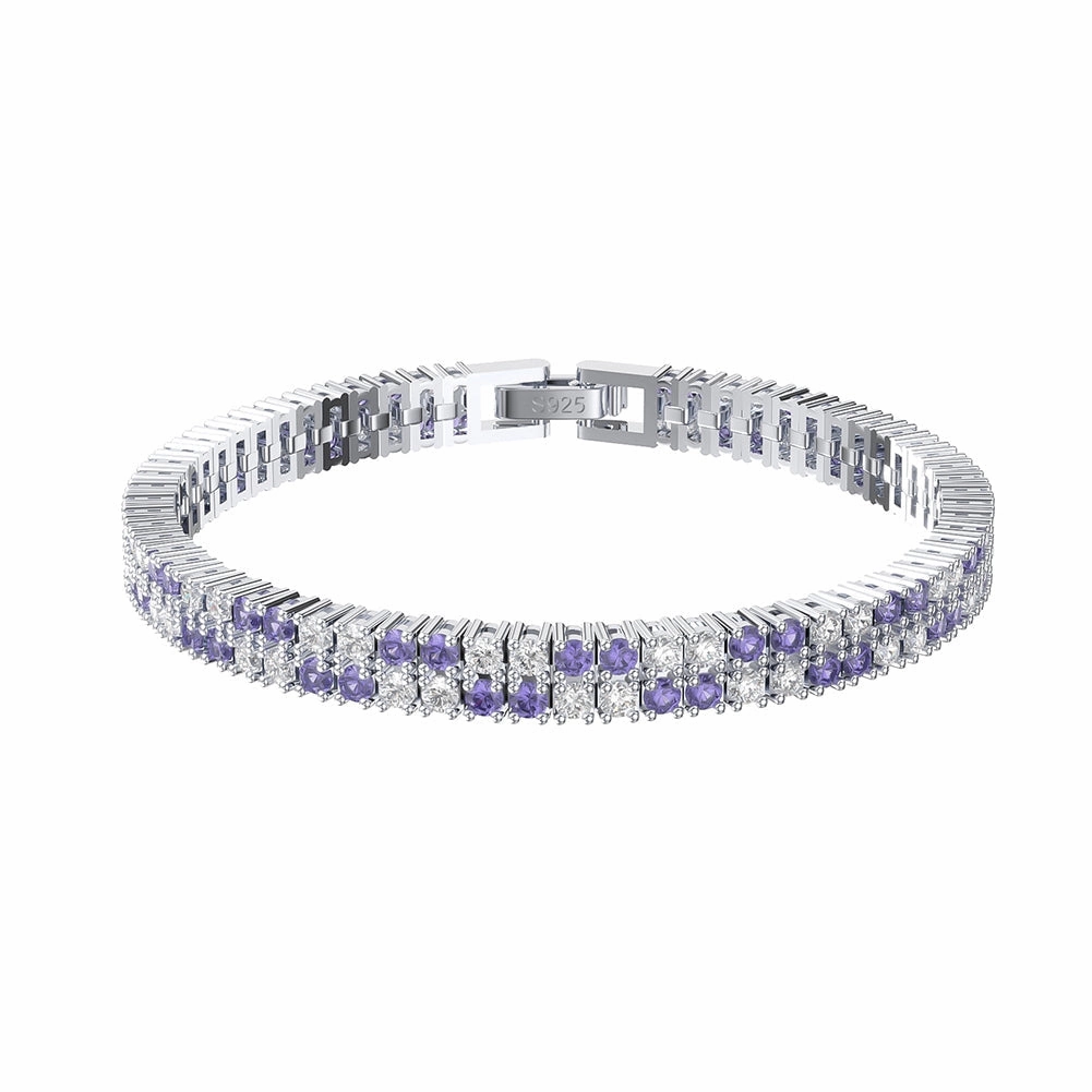 Sterling Silver Double Row CZ Bracelet With Fold Over Clasp Elegant Shine Enchanted Sparkle