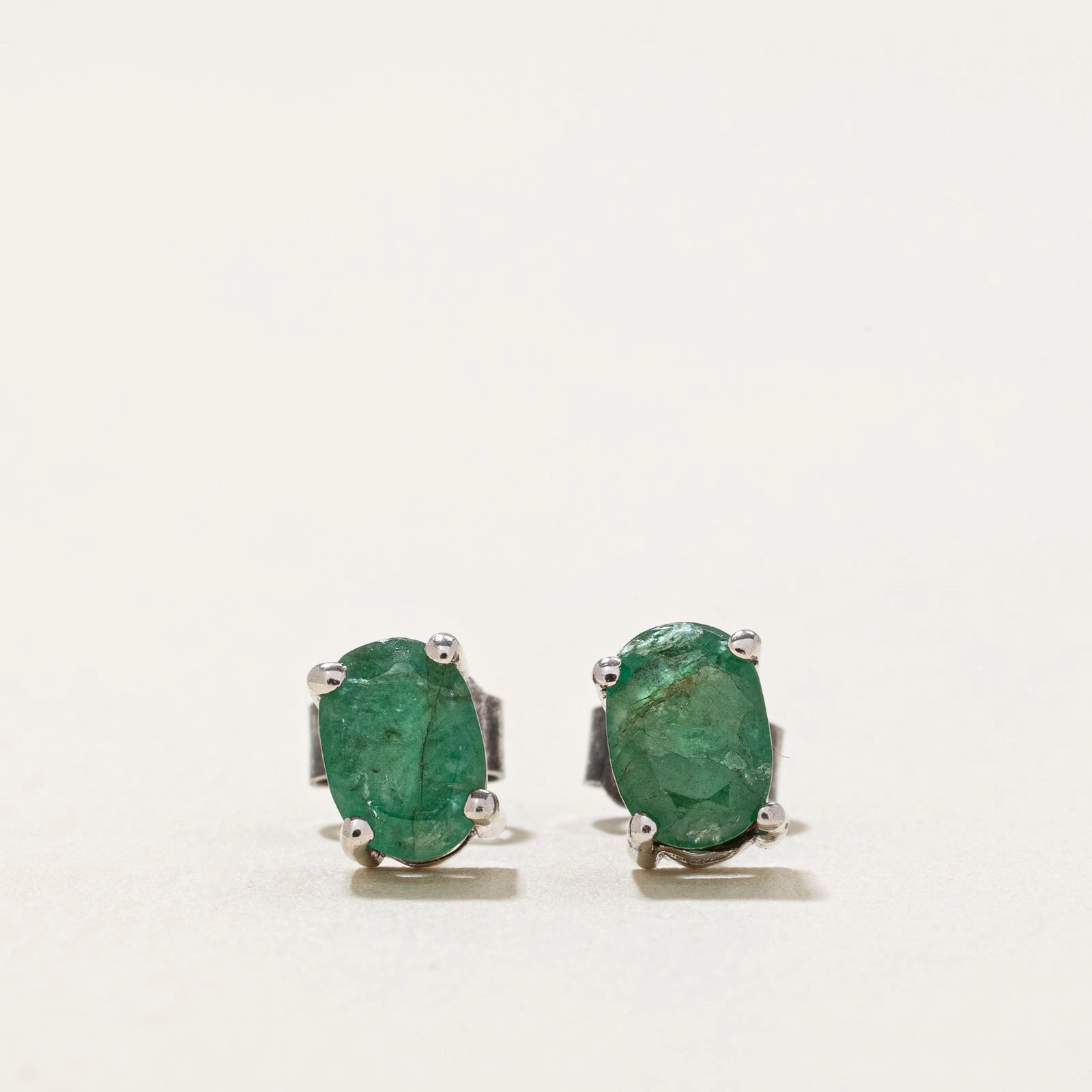 Sterling Silver Emerald Stud Earrings | 0.90ctw Sophisticated Shine Pieces