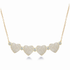 Sterling Silver Four Heart Necklace Shine On