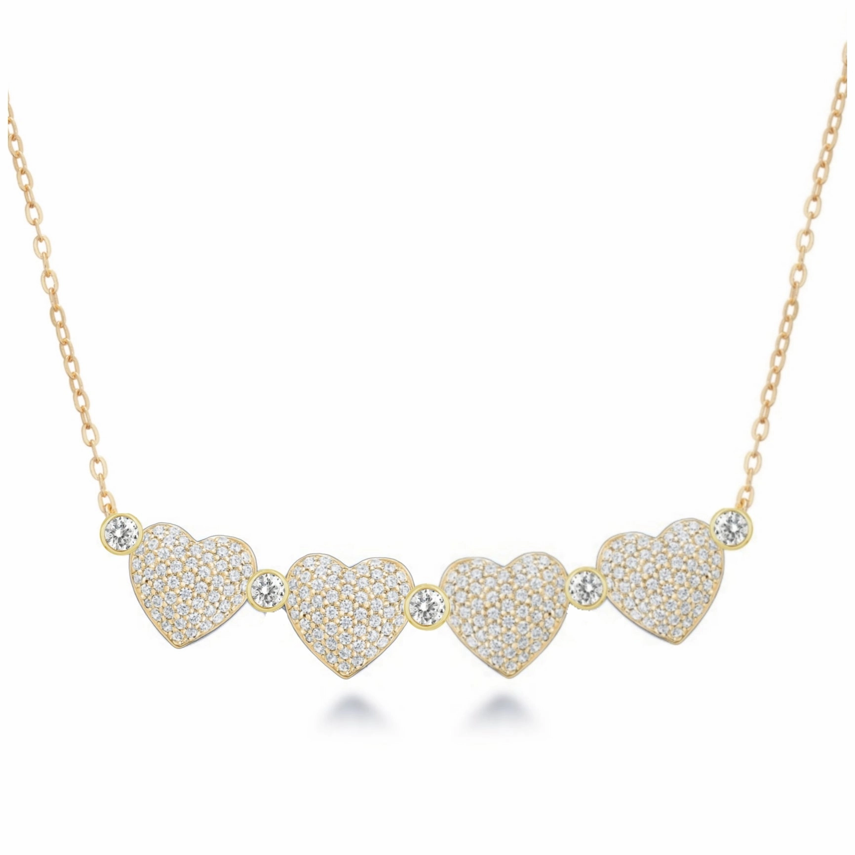 Sterling Silver Four Heart Necklace Shine On