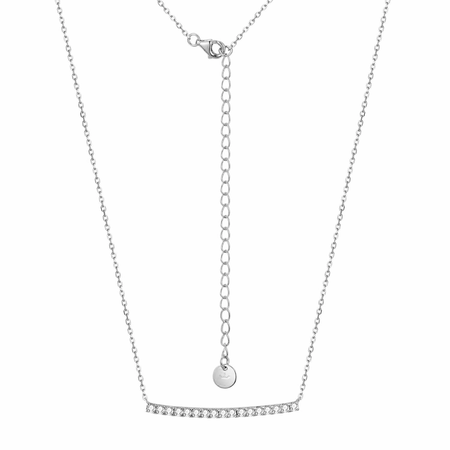 Sterling Silver Gold or Rhodium Plated CZ Bar Necklace Graceful Fashion