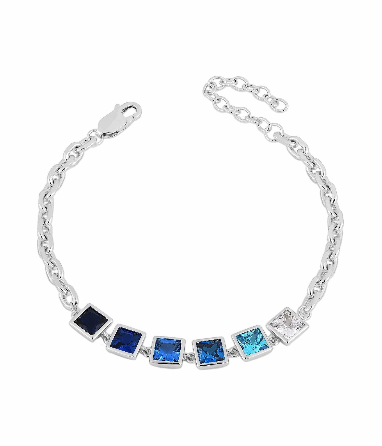 Trendy Spark Timeless Highlight Sterling Silver Gold Plated Colored Stone Squares Bracelet