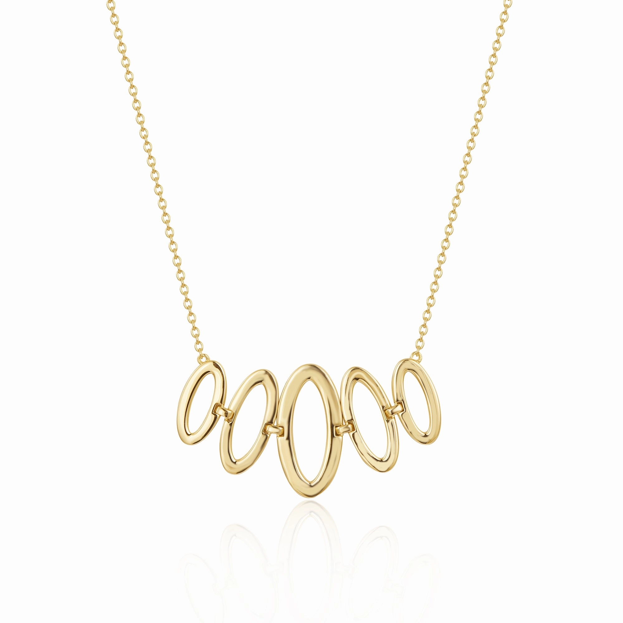 Sterling Silver Gold Plated Connecting Oval Necklace Bold Shine Close Detail