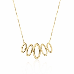 Sterling Silver Gold Plated Connecting Oval Necklace Bold Shine Close Detail