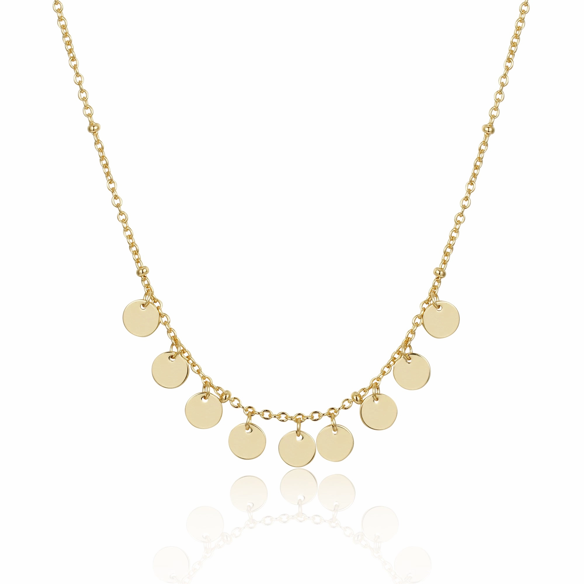 Precious Treasures Sterling Silver Gold Plated Dangling Circles Necklace