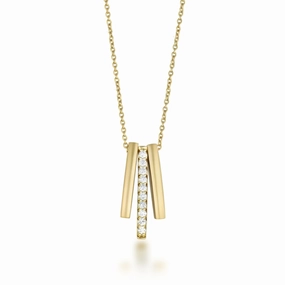 Sterling Silver Gold Plated Three Vertical Bar With CZ Necklace Boho Charm Timeless Accessory