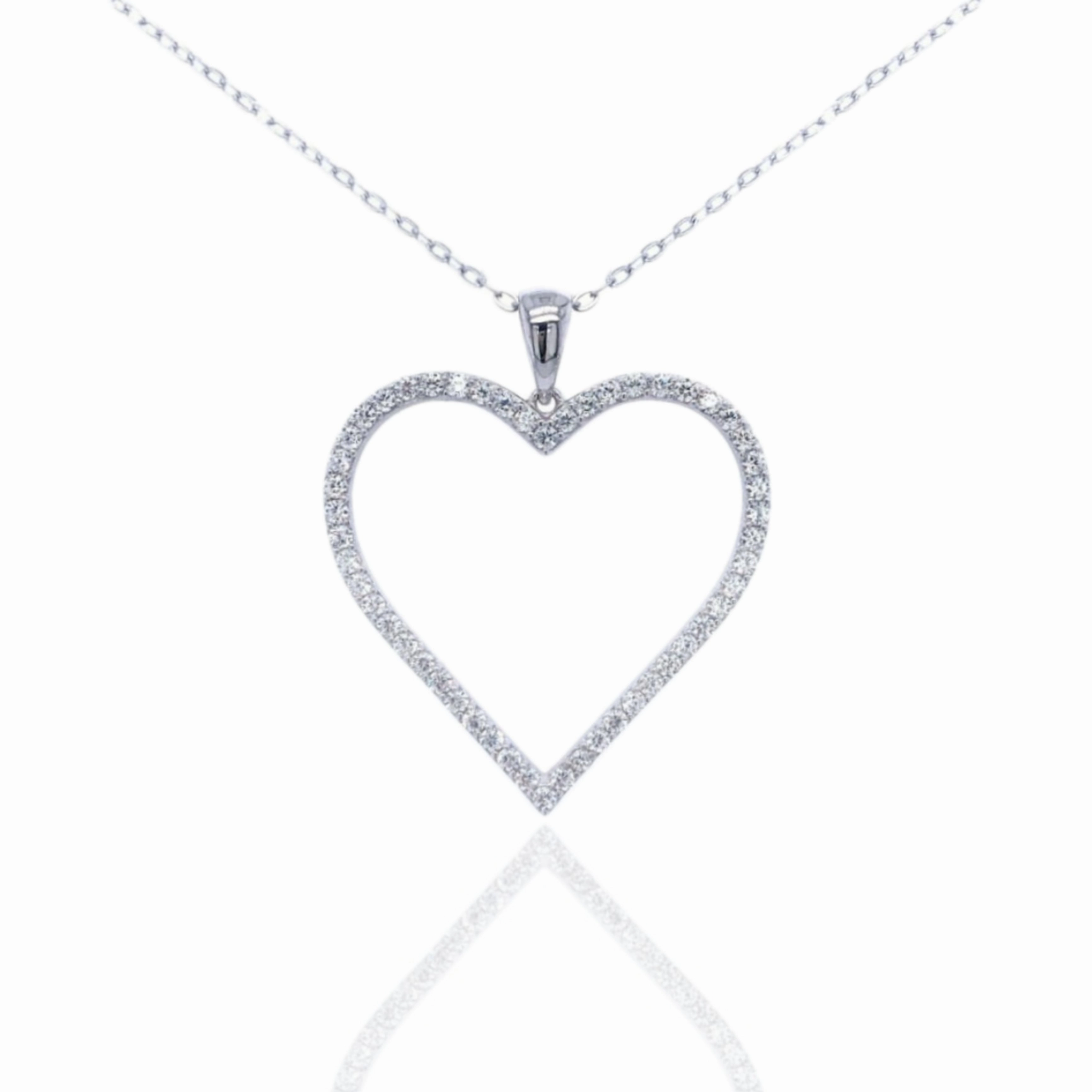Sterling Silver Heart Micropave CZ Pendant Necklace Wedding guest Refined Element