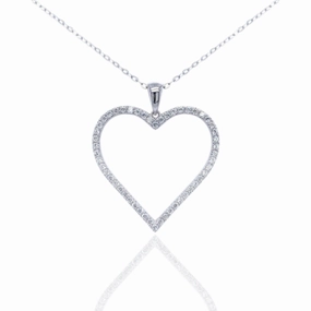 Sterling Silver Heart Micropave CZ Pendant Necklace Wedding guest Refined Element