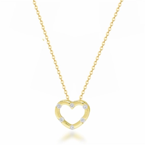 Timeless Gift Sterling Silver Heart Necklace with Sprinkled Inlaid CZs