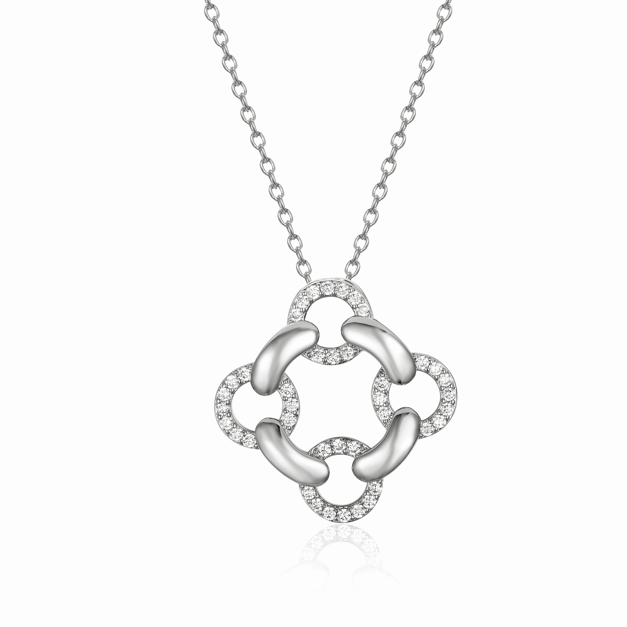 Sterling Silver Interlocking Circles CZ Pendant Necklace Shine And Style Vibrant Shine
