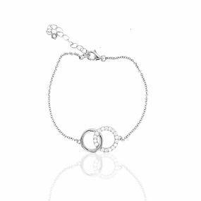 Luxe Shine Up Sterling Silver Interlocking CZ Circle Bracelet
