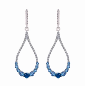 Sterling Silver Micro Pave and Color Stone Teardrop Shape Earring Vibrant Jewelry