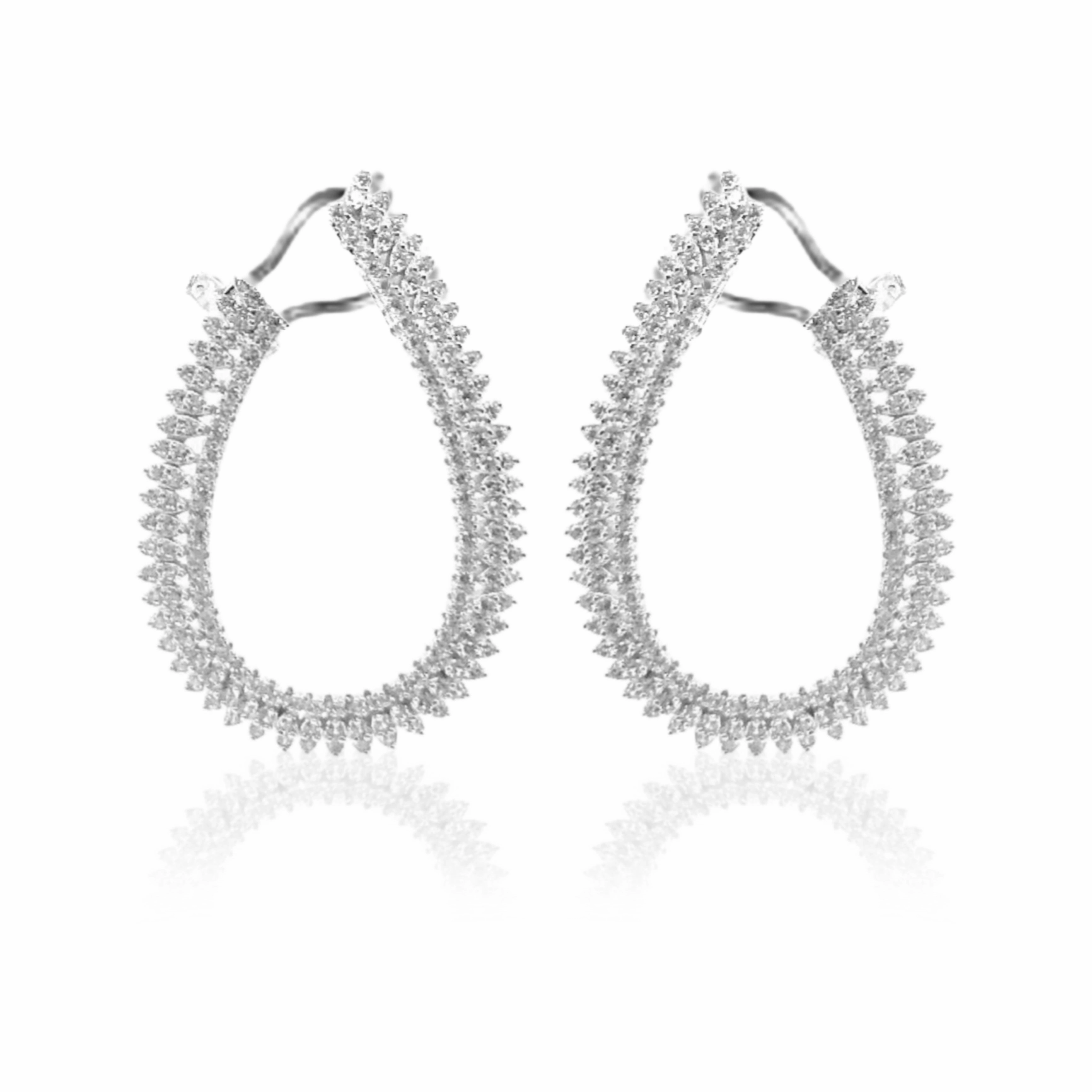 Sterling Silver Micro Pave Teardrop Loop Earrings Smooth Spark Stylish Vibe