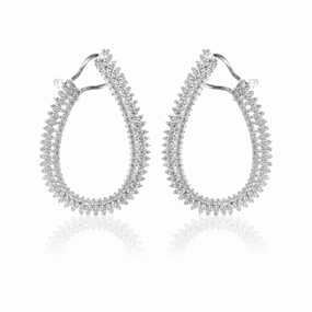 Sterling Silver Micro Pave Teardrop Loop Earrings Smooth Spark Stylish Vibe