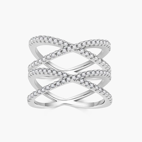 Timeless Impression Timeless Craftwork Sterling Silver Multi Criss Cross Stacking Rings