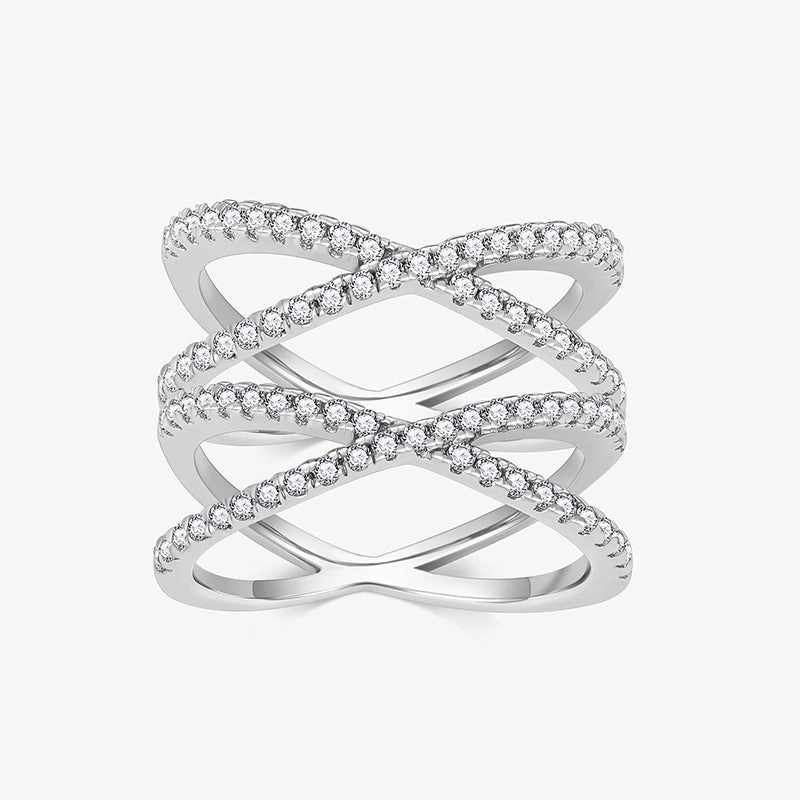 Sterling Silver Multi Criss Cross Stacking Rings Retro Mood