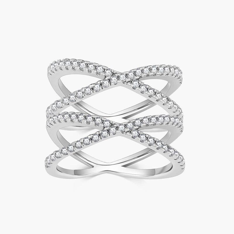 Timeless Impression Timeless Craftwork Sterling Silver Multi Criss Cross Stacking Rings