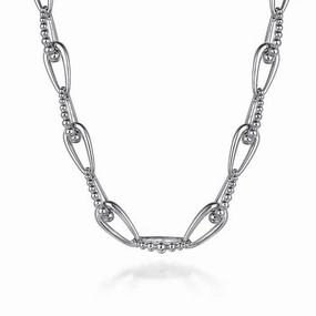 Sterling Silver Oval Link Chain 16 Inch Necklace with Bujukan Connectors Beautiful Keepsake