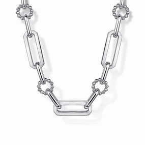 Sterling Silver Paper Clip Chain 17 Inch Necklace with Bujukan Connectors Glamorous Work