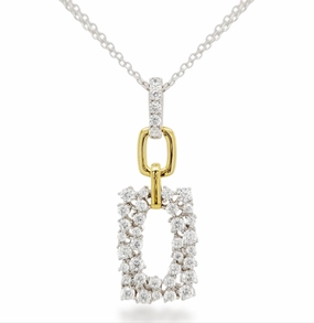Sterling Silver Rectangular Shaped CZ Two Tone Necklace Sophisticated Vibe Chic Sparkle