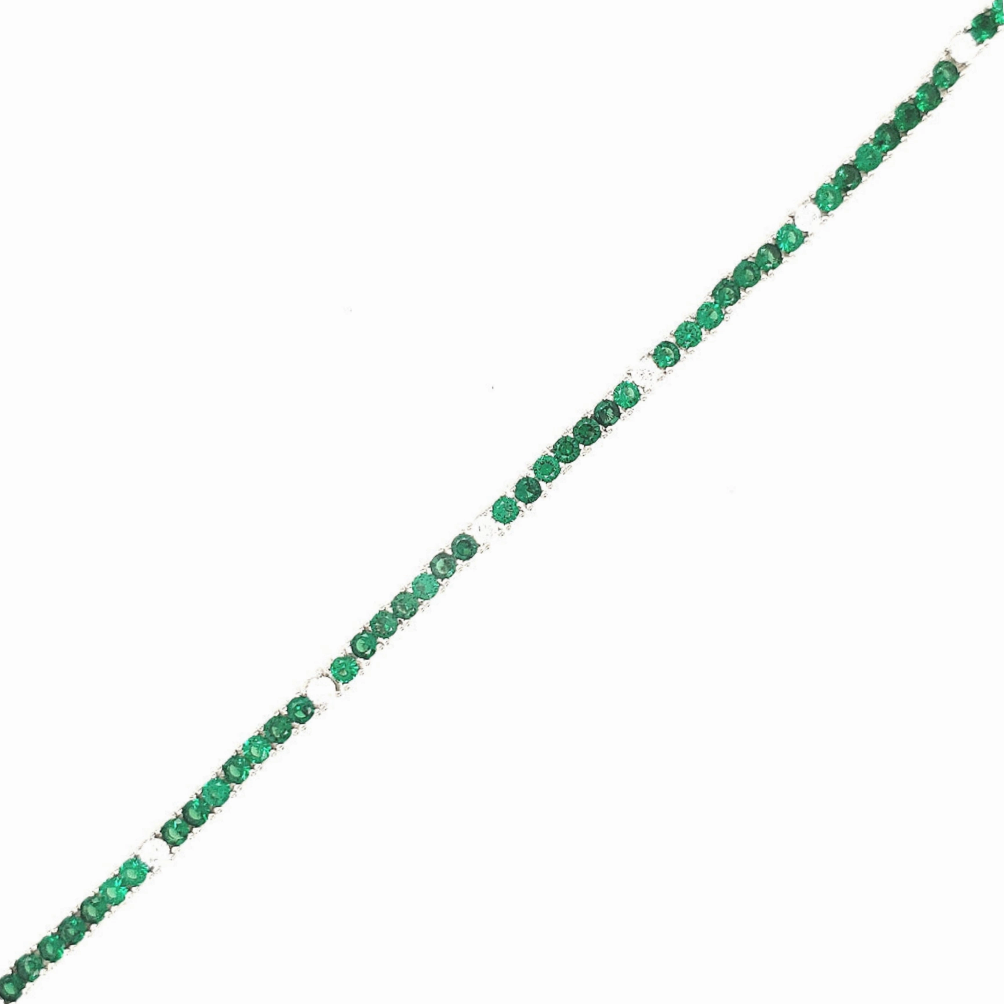 Contemporary Feature Daring Look Sterling Silver Ruby, Emerald, and Sapphire Colored CZ Stone Adjustable Tennis Bracelets