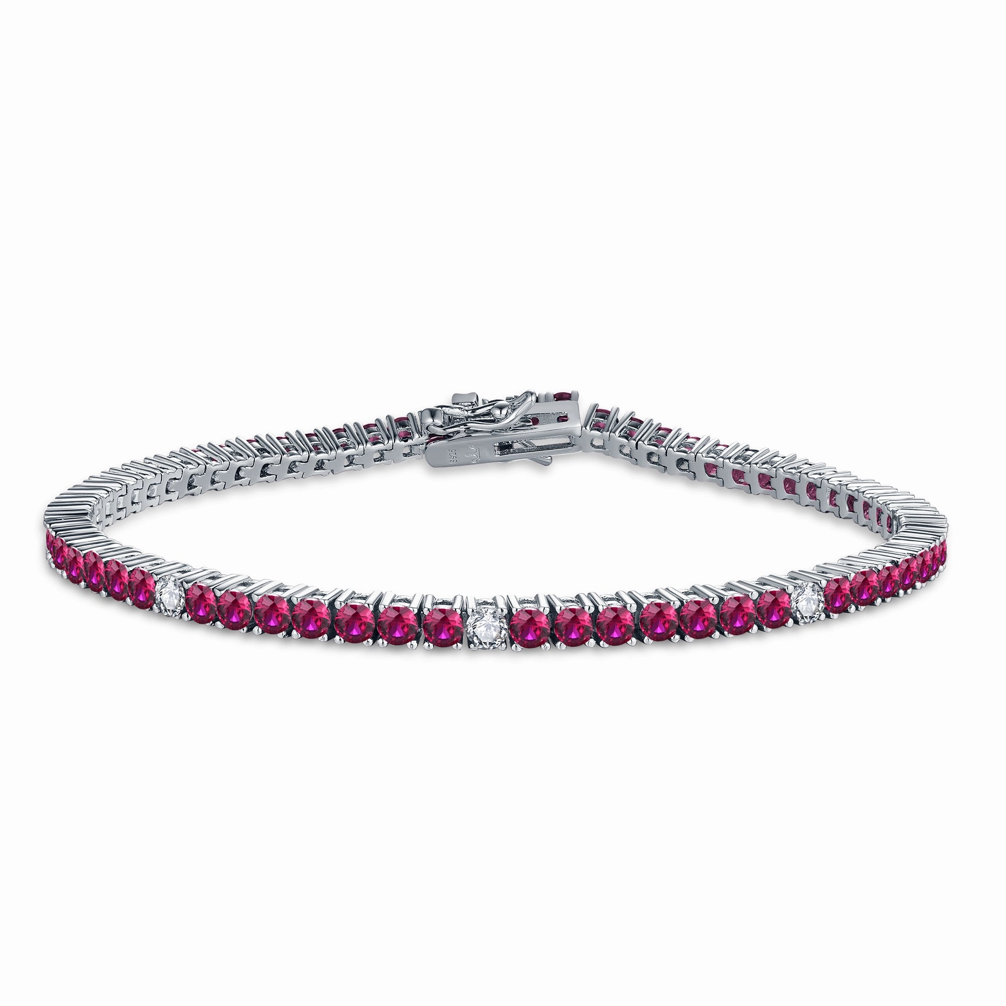 Sterling Silver Ruby, Emerald, Sapphire, or Black Colored CZ Stone Bracelet Refined Style Effortless Edge