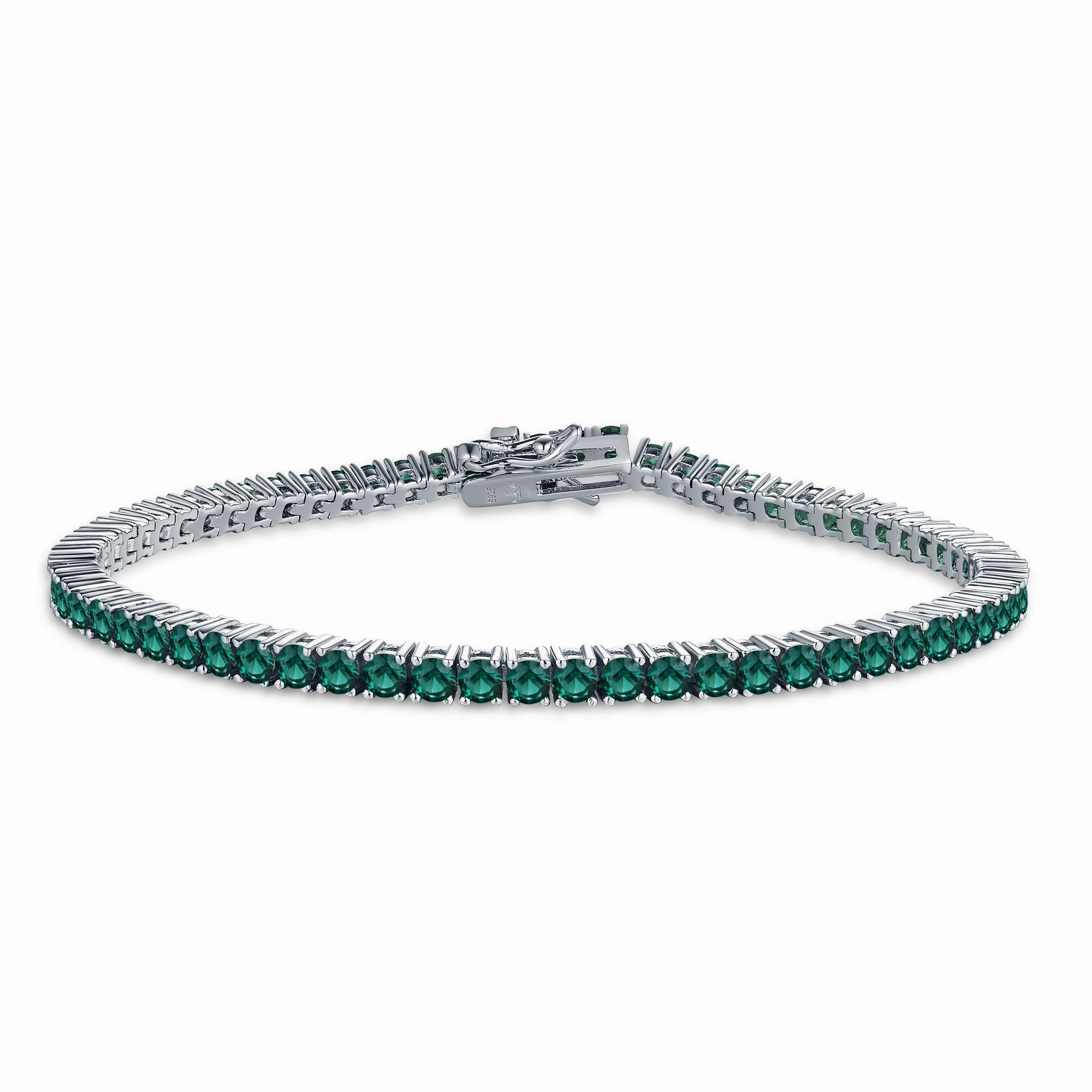 Artisan Made Sterling Silver Ruby, Emerald, Sapphire, Violet, or Black Colored CZ Tennis Bracelets