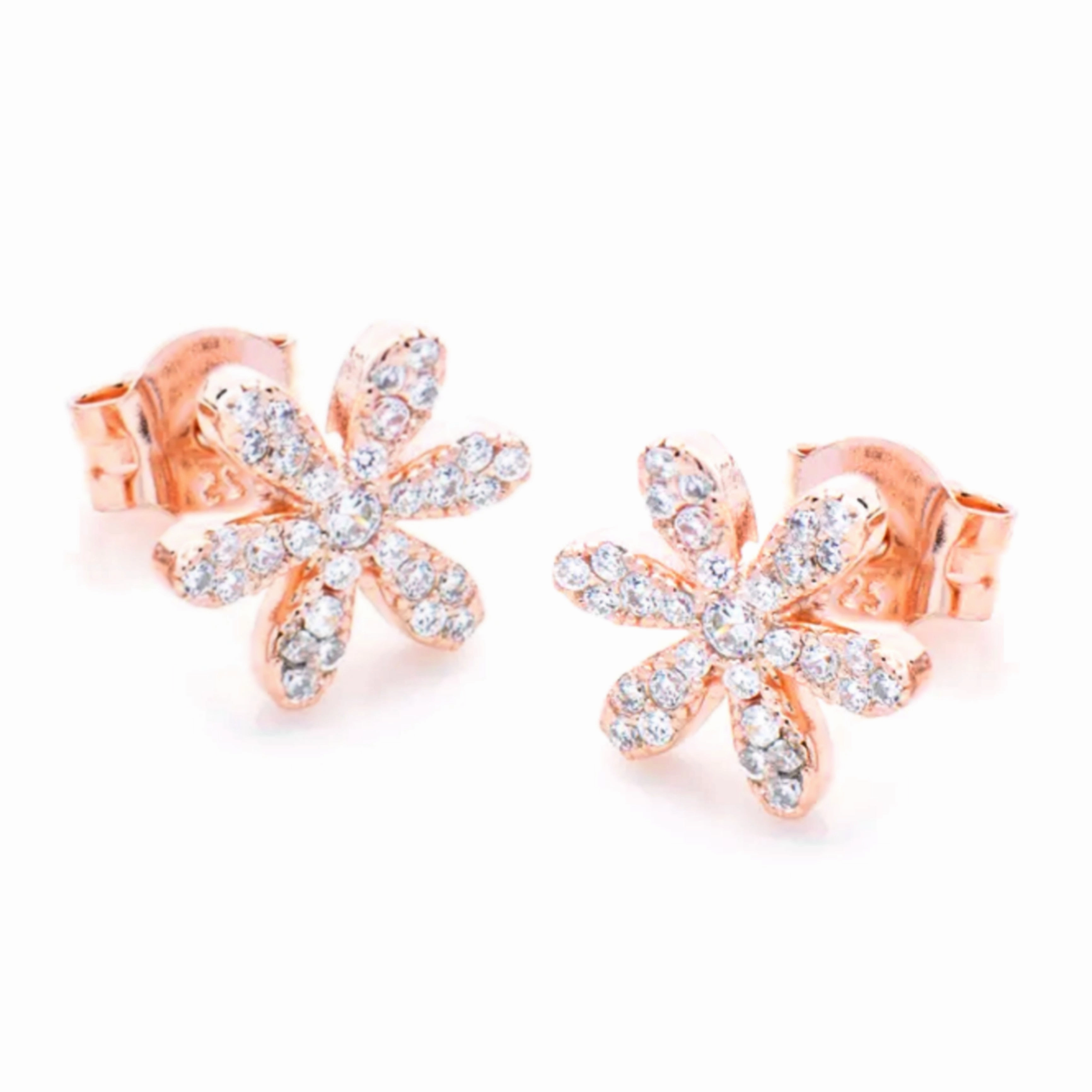 Bold Craft Sterling Silver Six Thin Petal Flower Stud Earrings