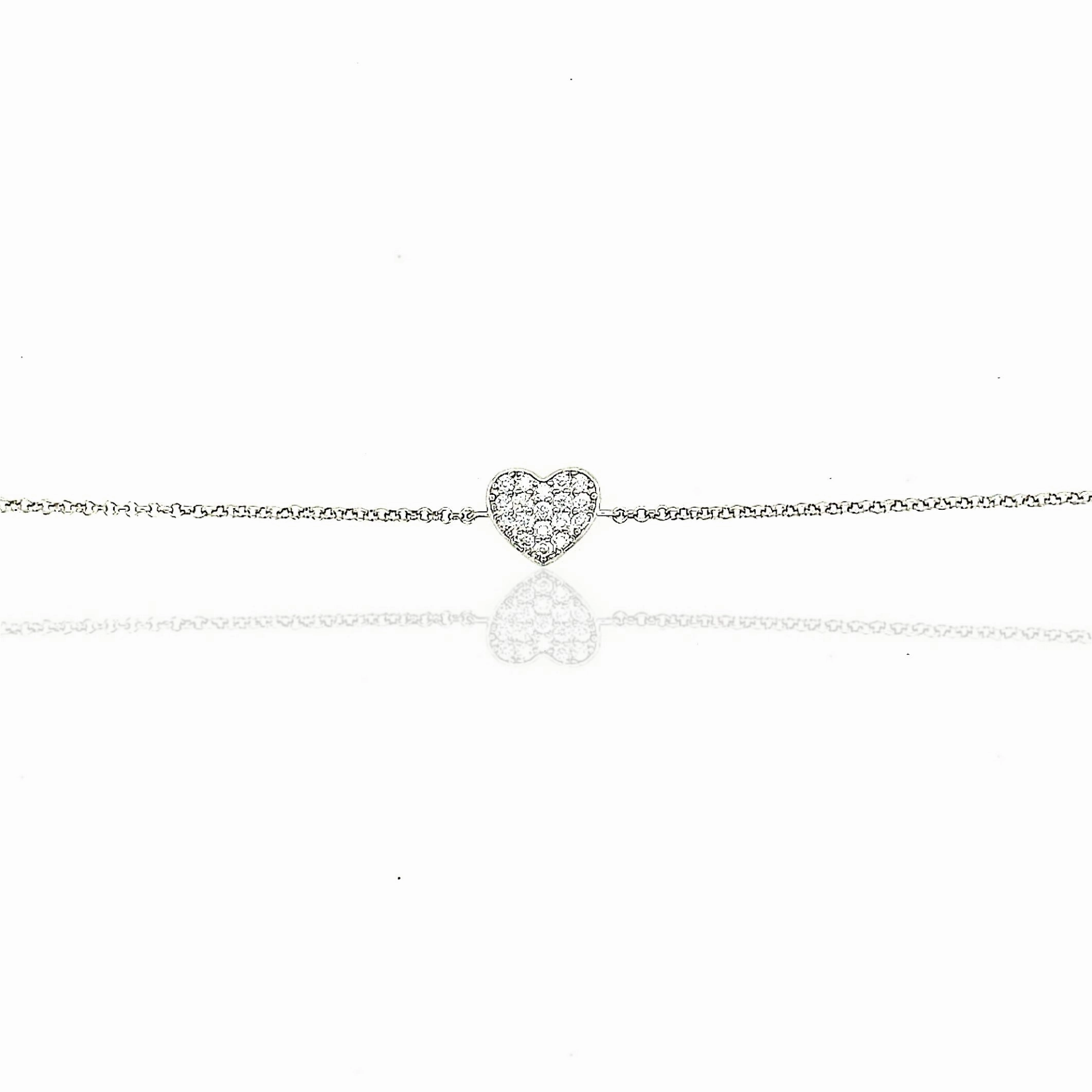 Sterling Silver Small CZ Heart Bracelet High-End Quality