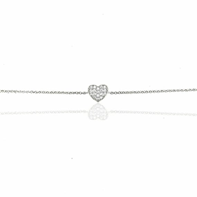 Sterling Silver Small CZ Heart Bracelet High-End Quality