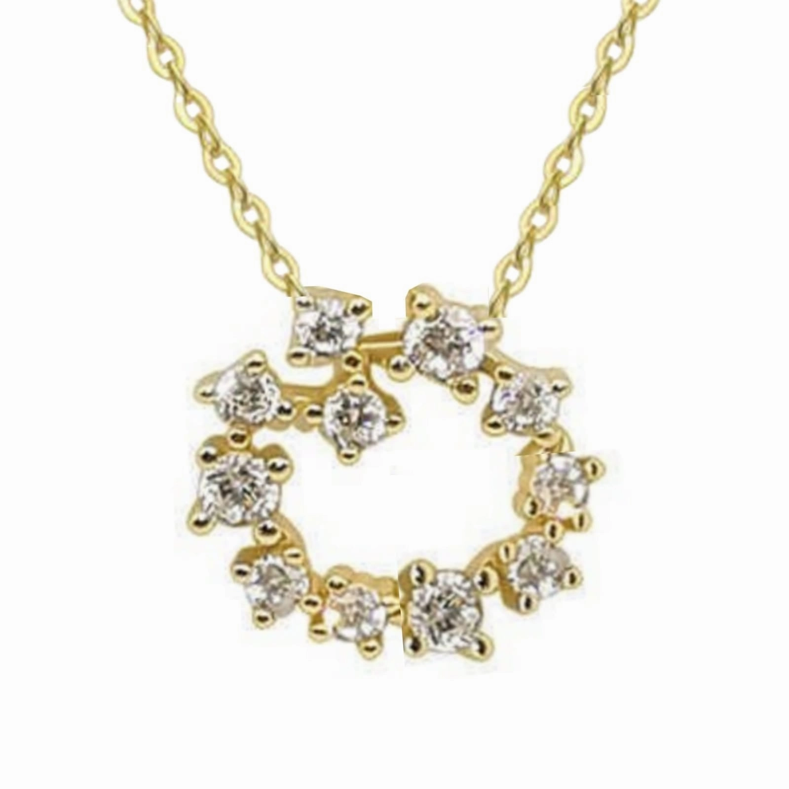 Glow Vibe Sterling Silver Small Sprinkled "Diamond" Circle Pendant Necklace