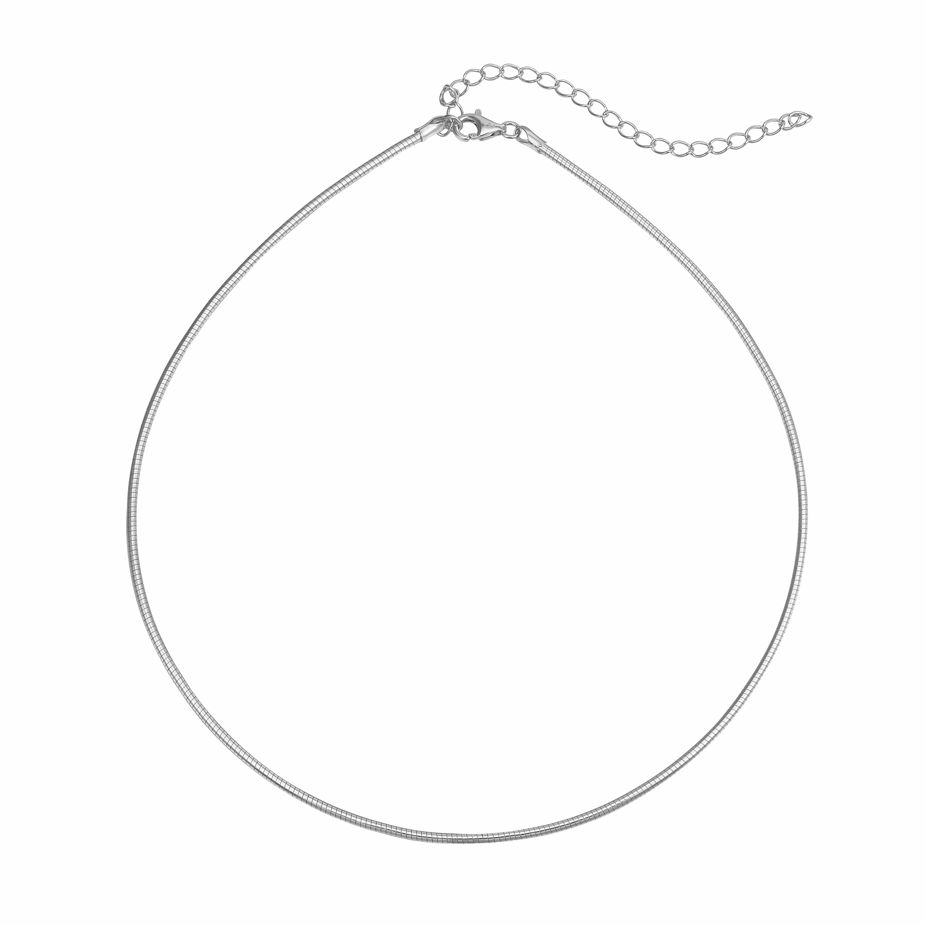 Structured Accent Sterling Silver Solitaire Pendant on Omega Chain Necklace Collection