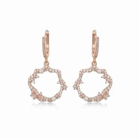 Sleek Look Night Detail Sterling Silver Sprinkled CZ and Pearl Circle Earrings
